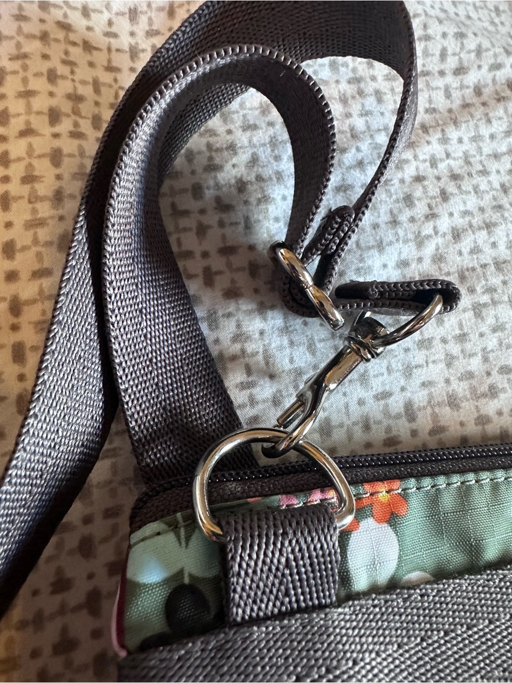 LeSportsac Floral Crossbody Bag in Green with Pink & Teal Accents - Picture 12 of 12